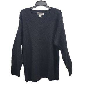 Jennifer Moore Woman's‎ Vintage Black Chevron Eyelet Knit Mohair Sweater 2X